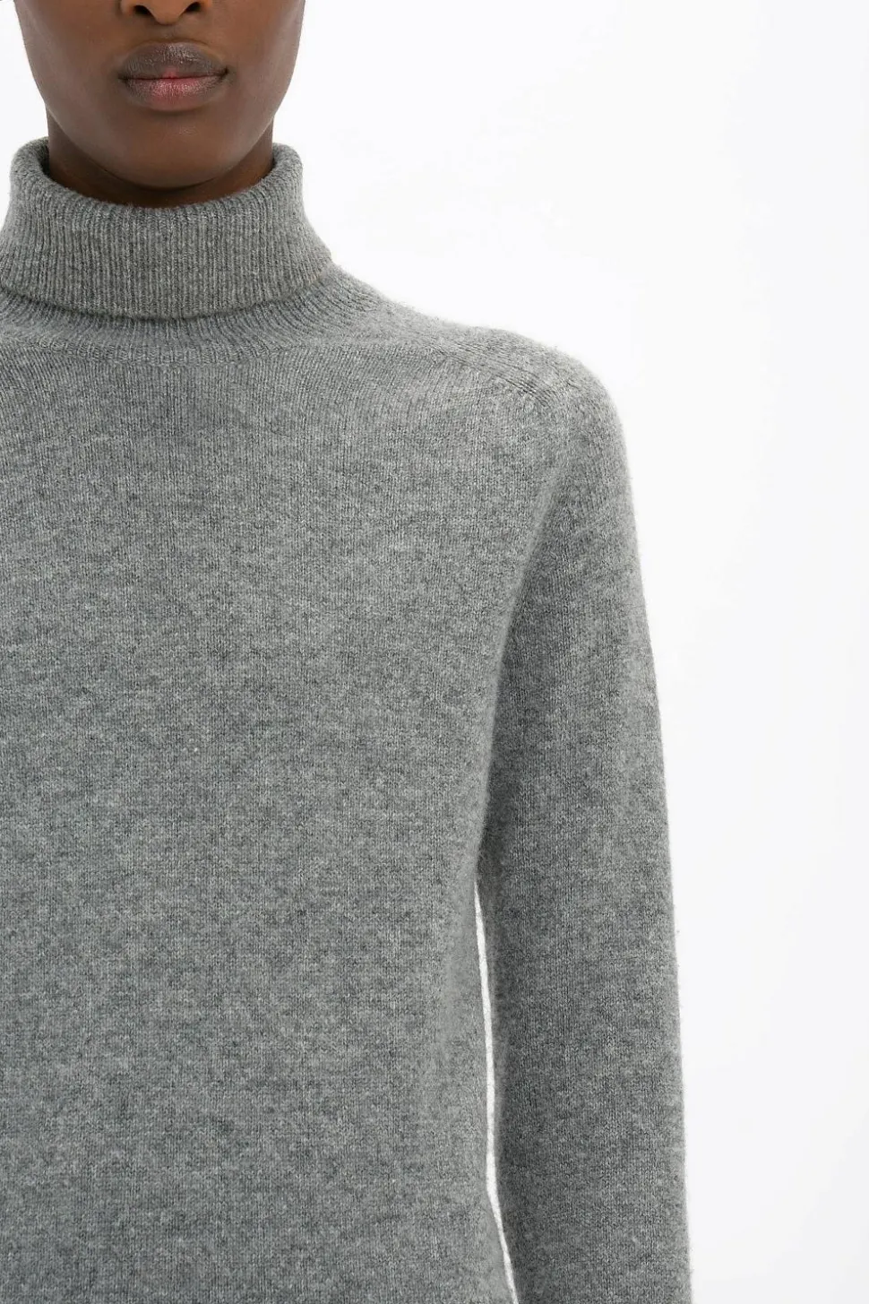 Polo Neck Jumper Grey Marl