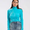 Polo Neck Top Blue