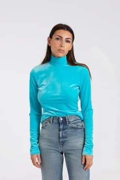 Polo Neck Top Blue
