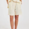 Press-Creased Drawstring Shorts Vanilla