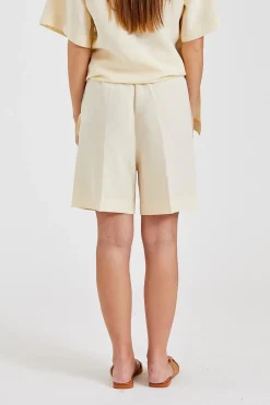 Press-Creased Drawstring Shorts Vanilla