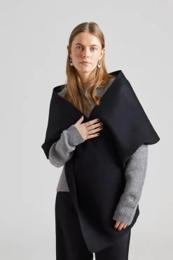 Rectangle Double Faced Wool Scarf Black