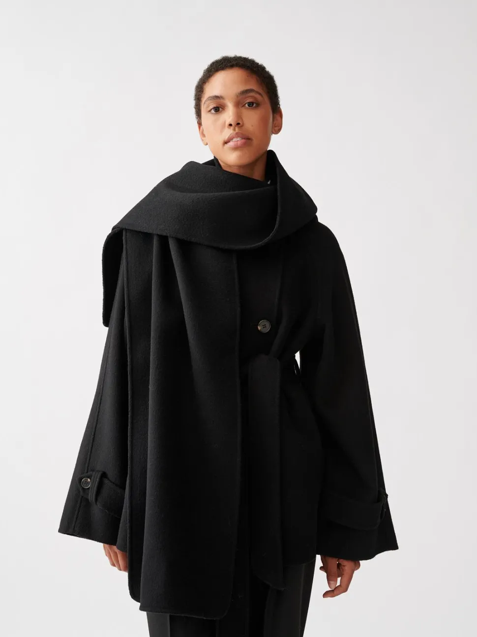 Rectangle Double Faced Wool Scarf Black