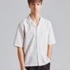 Reg Fit Cuban SS Striped Seersucker Shirt Snow White