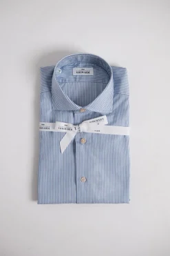 Regular Slim Twill Wide Blue Stripe