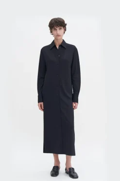 Relaxed Jersey Shirt Dress Black