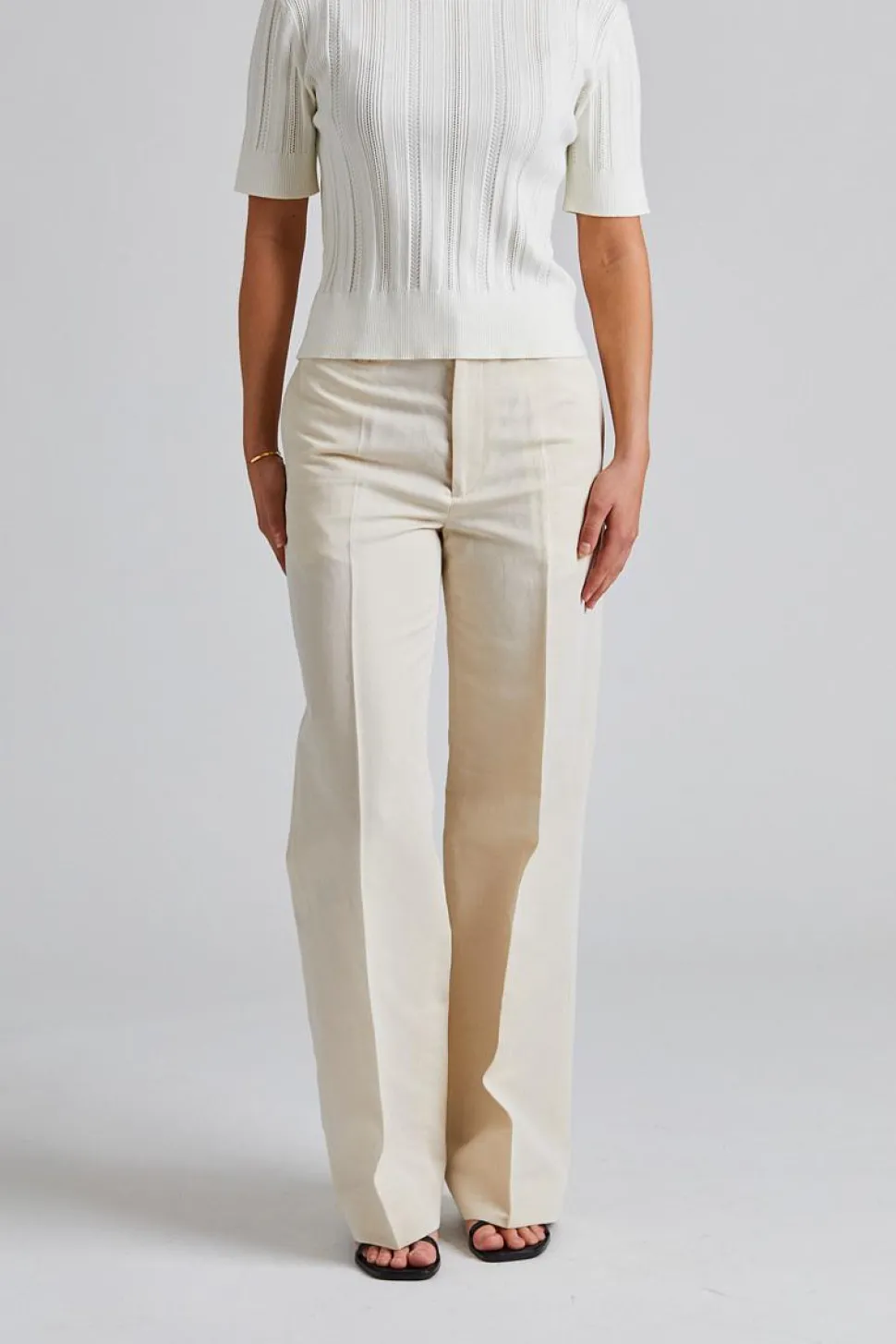 Relaxed Straight Cotton Linen Cream White