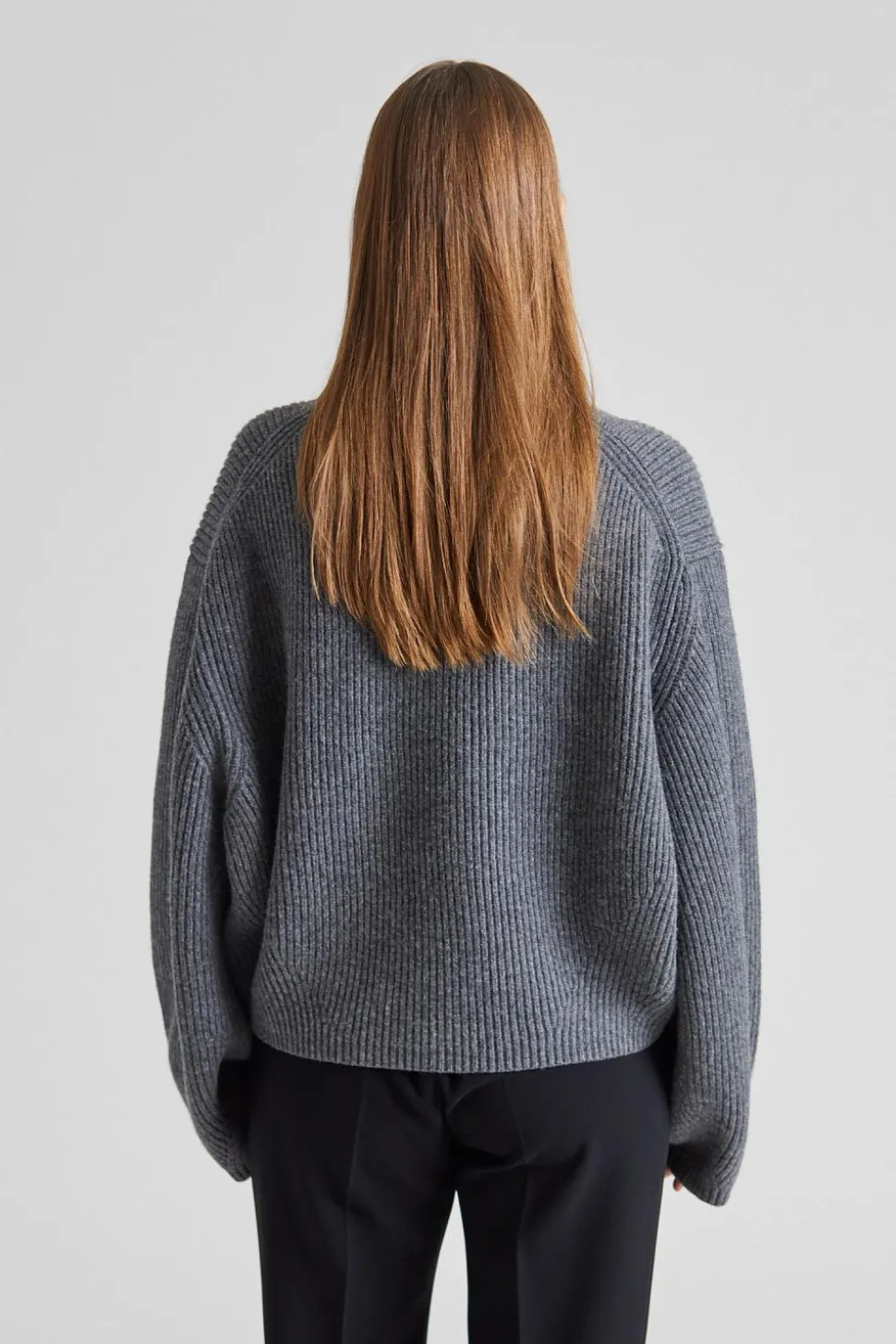 Ribbed Turtleneck Grey Melange