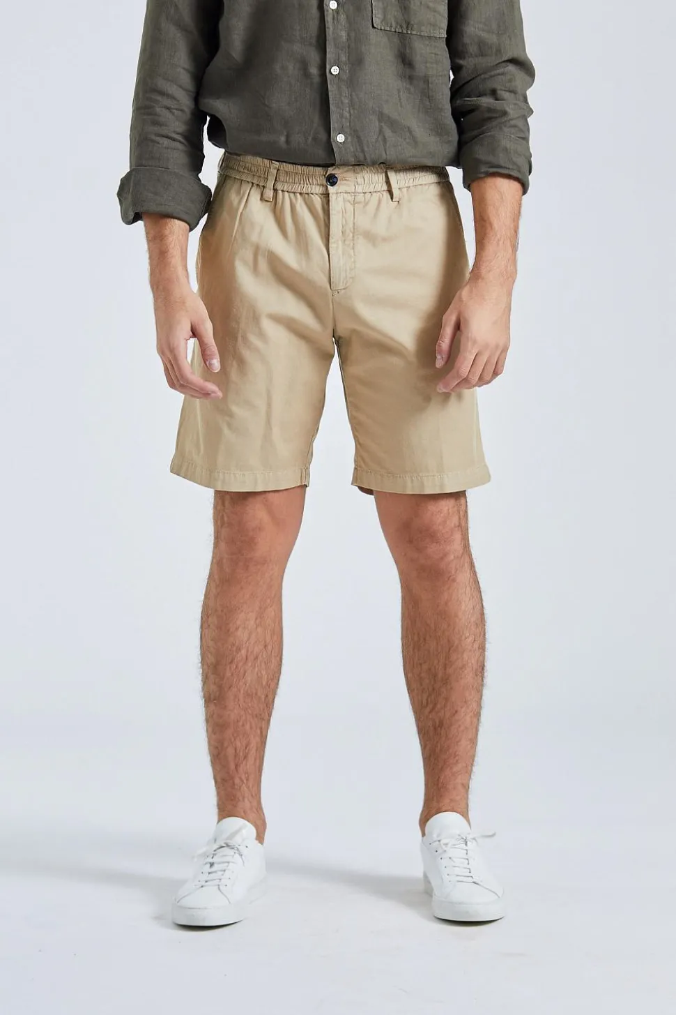 Robert Shorts Cotton Linen Khaki Brown