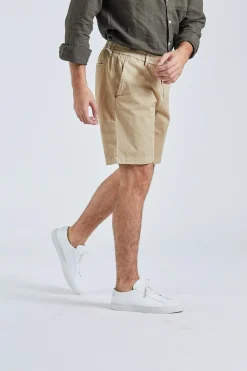 Robert Shorts Cotton Linen Khaki Brown