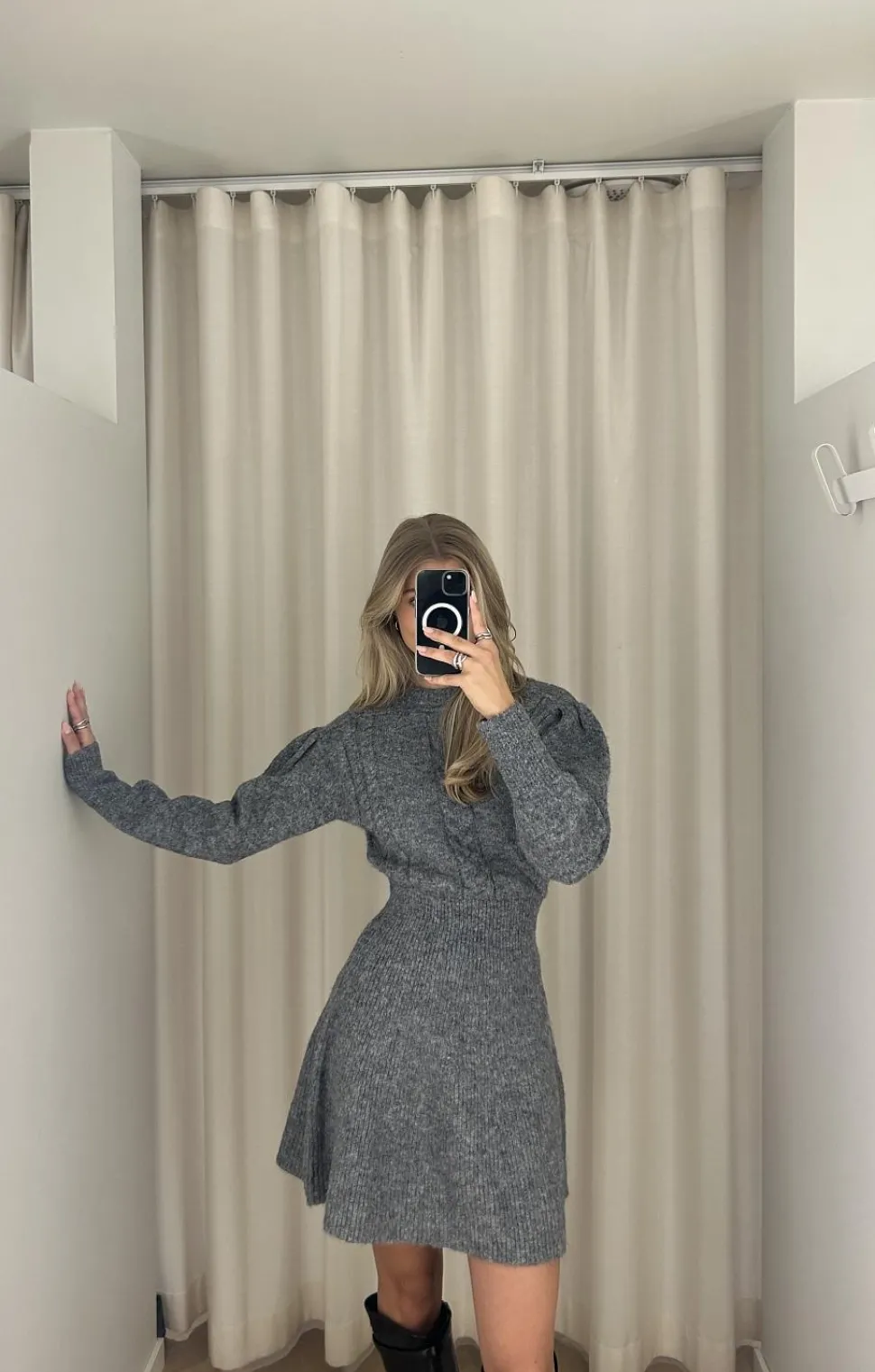 Santhia Knitted Mini Dress Grey Mel