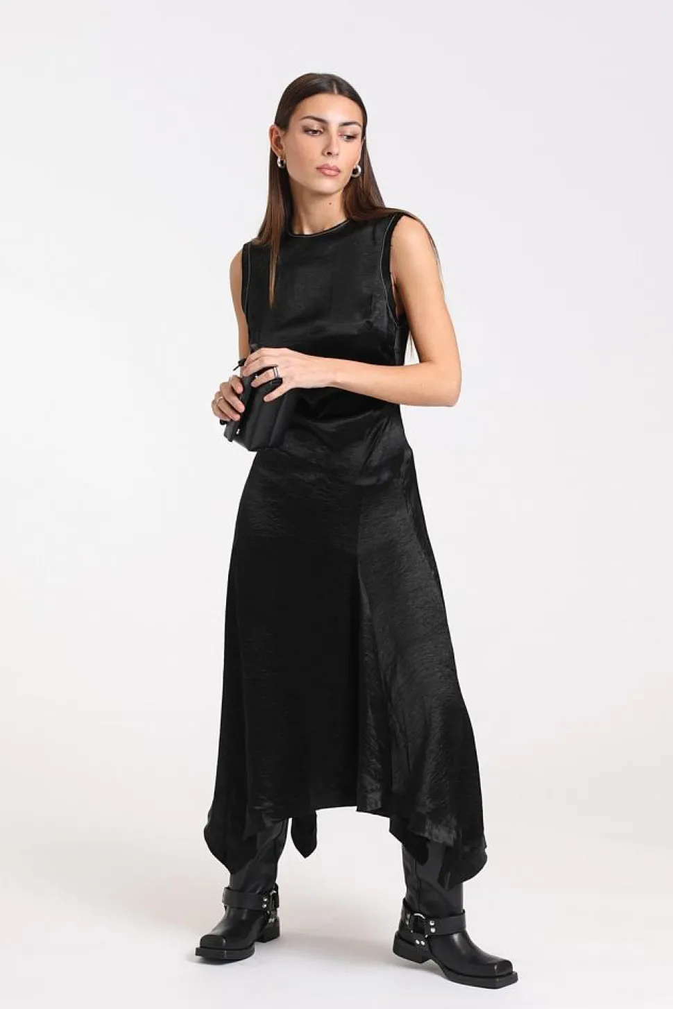 Satin Dress Black FN-WN-DRESS000867