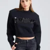 Sequin Logo Sweater Black