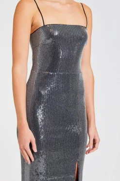 Sequin Maxi Slit Dress Black