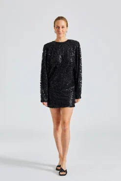 Sequins Low Back Dress Black Comb