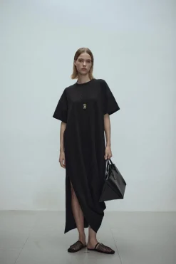 Shanti Draped Jersey Dress Black