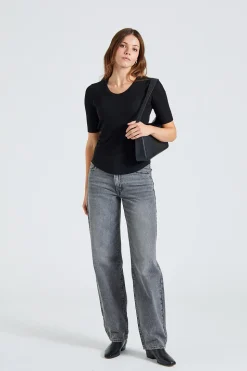 Sheer Wool Tee Black
