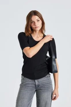 Sheer Wool Tee Black