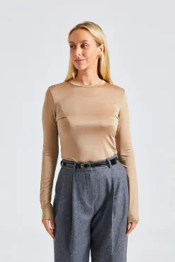 Shiny Longsleeve Top Sand