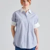 Short Sleeve Shirt Blue/White FN-WN-BLOU001135