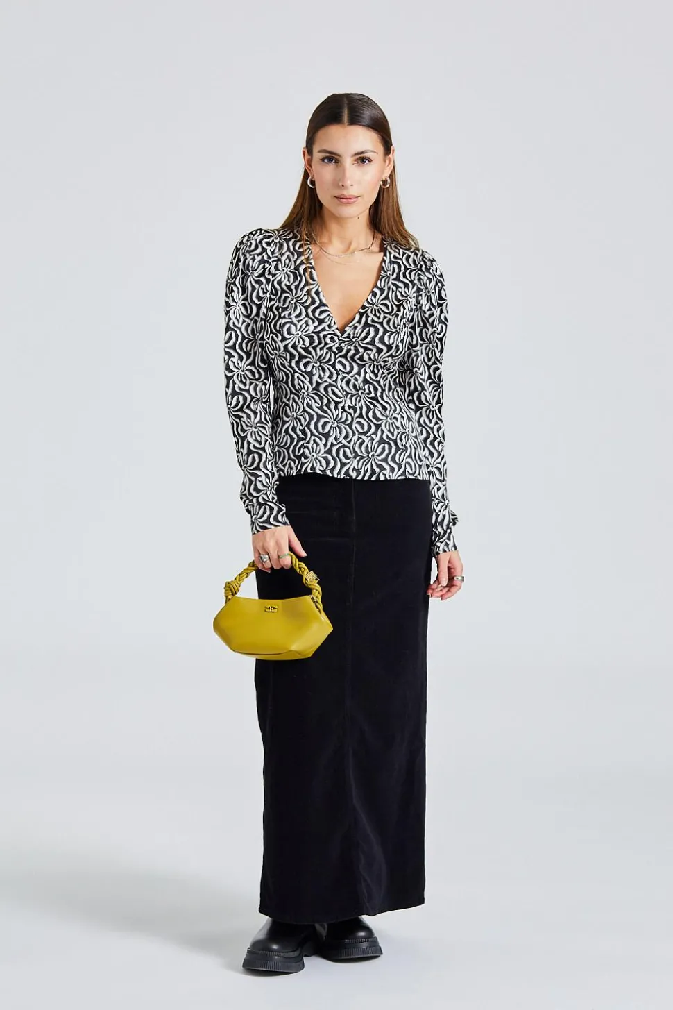 Silk Stretch Satin Blouse Black