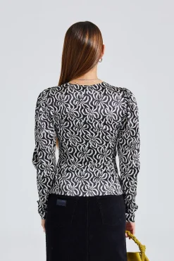 Silk Stretch Satin Blouse Black