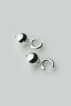Silver Sphere Hoops