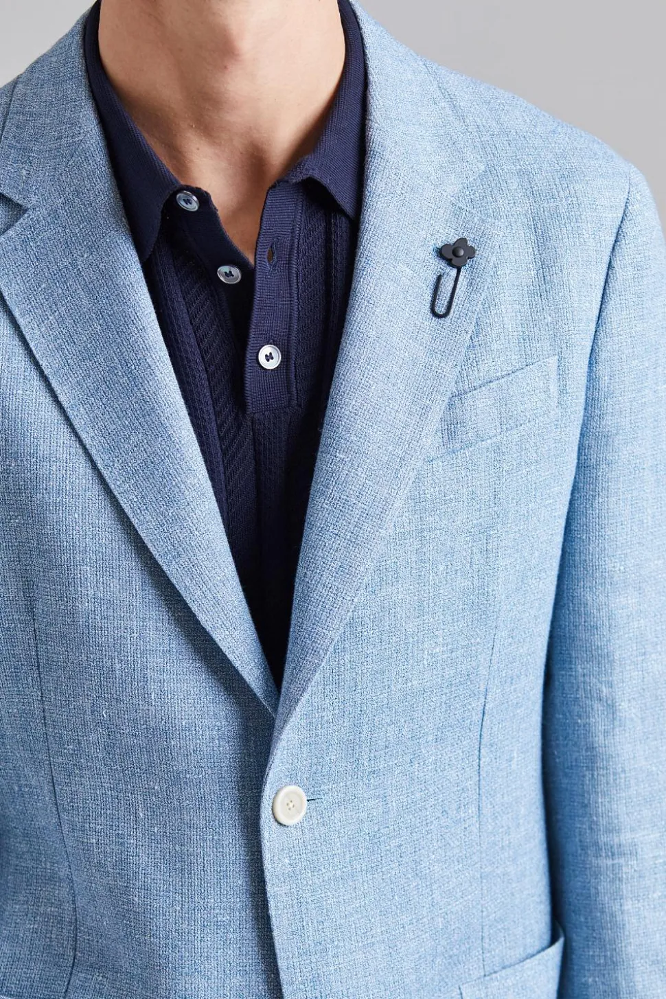 Single Breasted Roma Jacket Light Blue