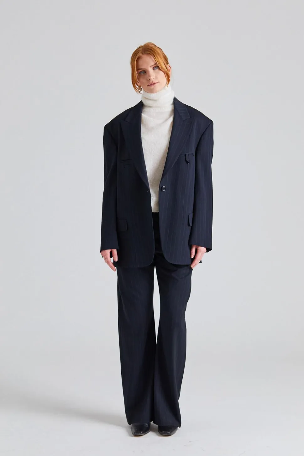 Single-Breasted Suit Jacket Navy Blue FN-WN-SUIT000613