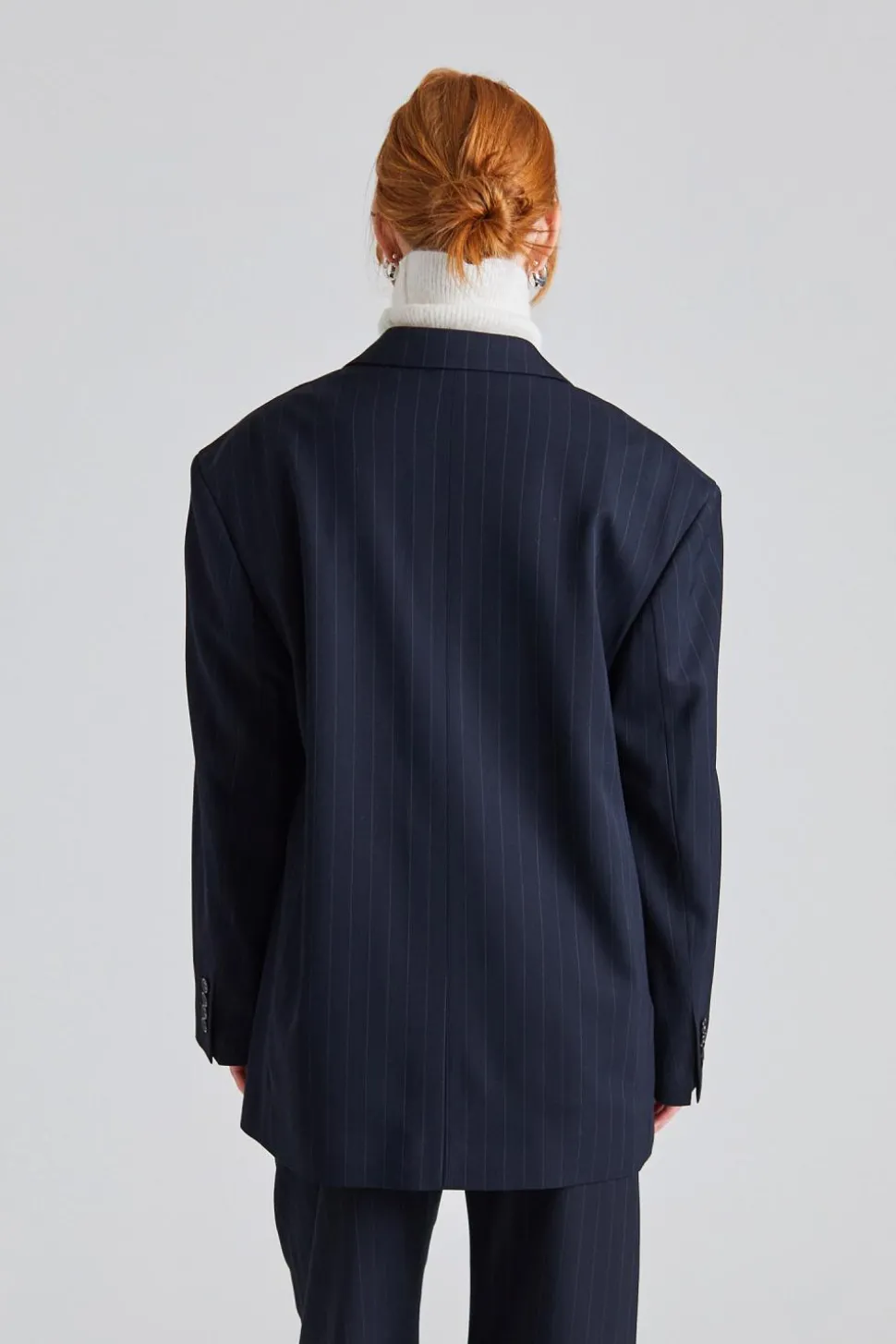 Single-Breasted Suit Jacket Navy Blue FN-WN-SUIT000613