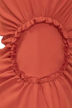 Sleeveless Gather Detail Mini Dress Scarlet