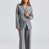 Slim Wool Blend Blazer Grey Melange