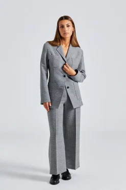 Slim Wool Blend Blazer Grey Melange