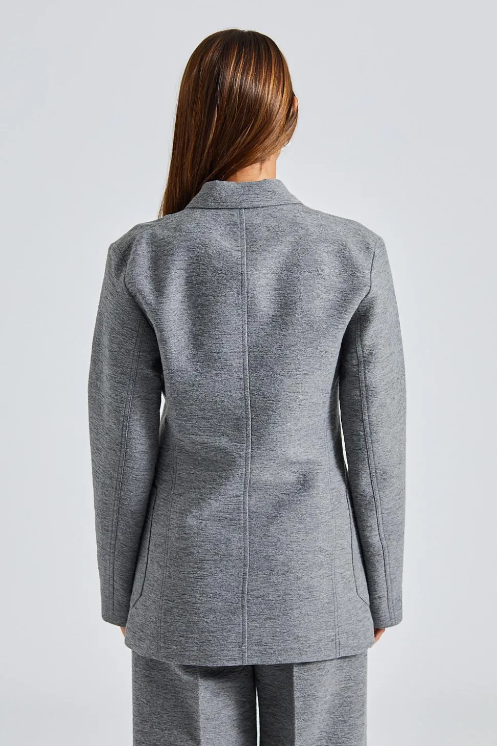 Slim Wool Blend Blazer Grey Melange