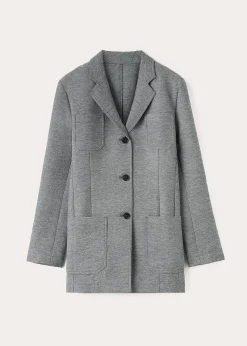 Slim Wool Blend Blazer Grey Melange