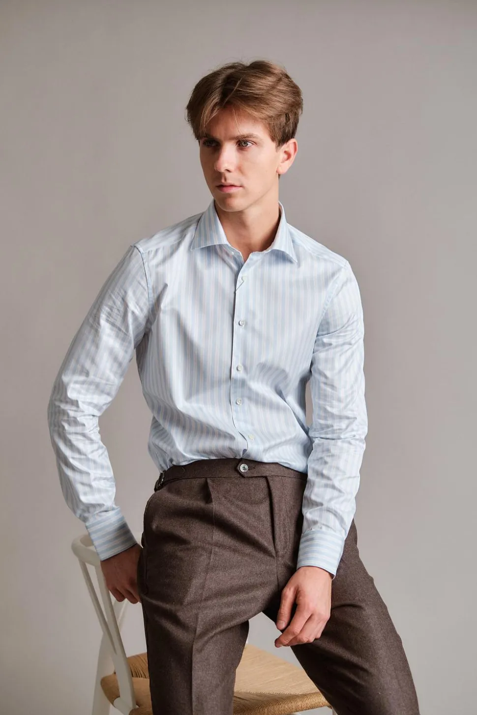 Slimline Blue Striped Twill