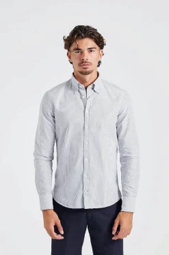 Slimline Casual Blue Stripe Oxford