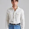 Slimline Double Pocket Western Shirt White