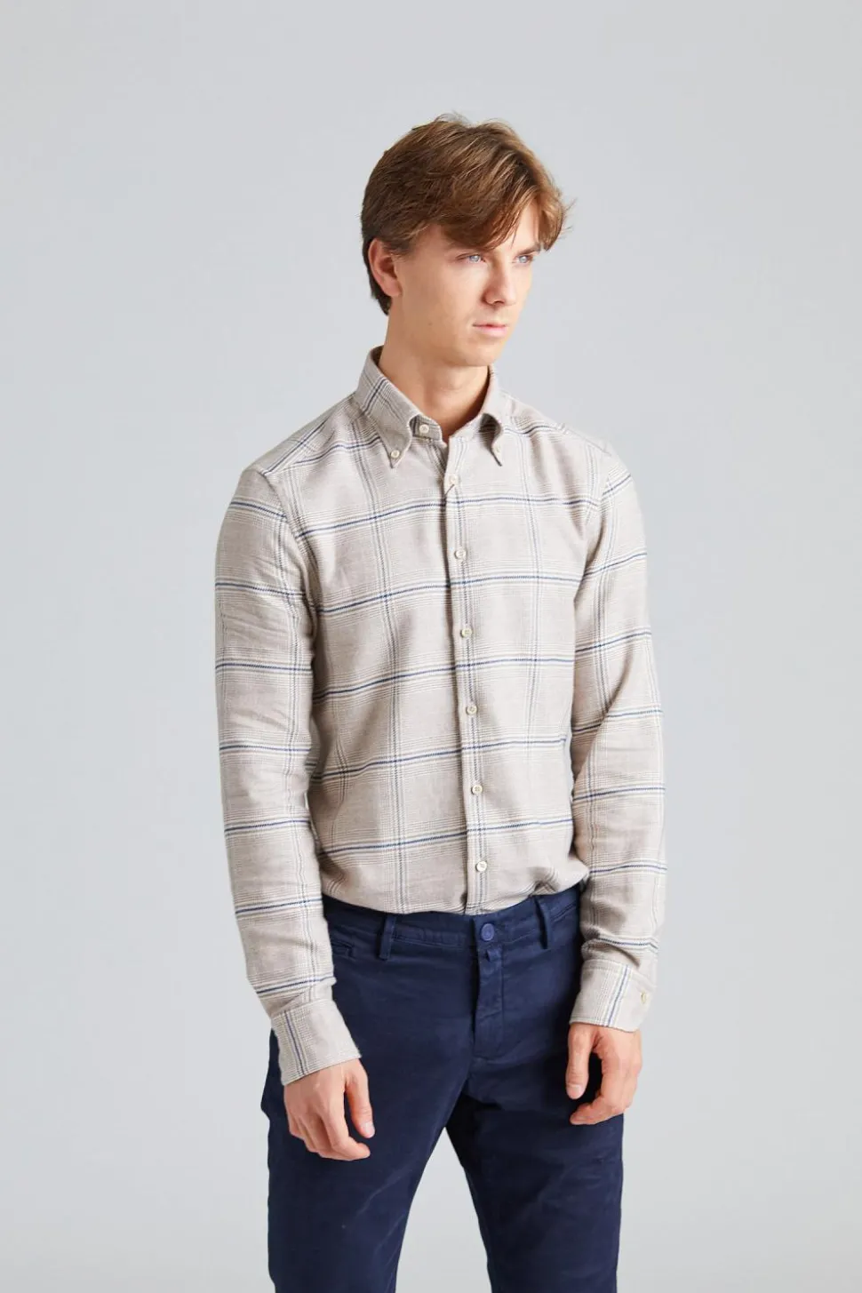Slimline Flannel Beige Check