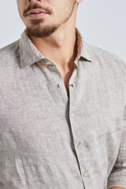 Slimline Linen Shirt Beige
