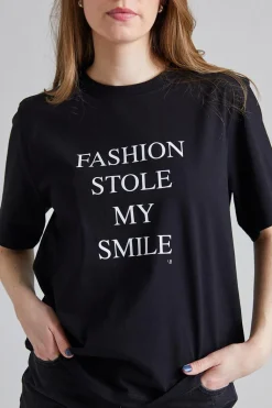 Slogan Tee Black Fashion Stole My Smile