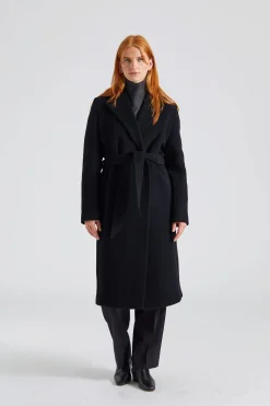 Soft Wool Belted Coat Black