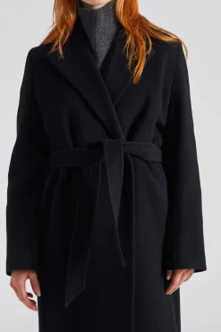 Soft Wool Belted Coat Black