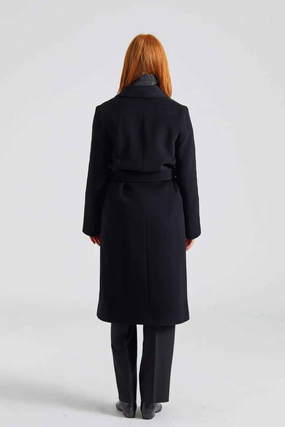 Soft Wool Belted Coat Black