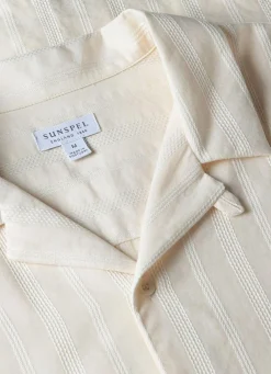 SS Embroidered Stripe Shirt Ecru