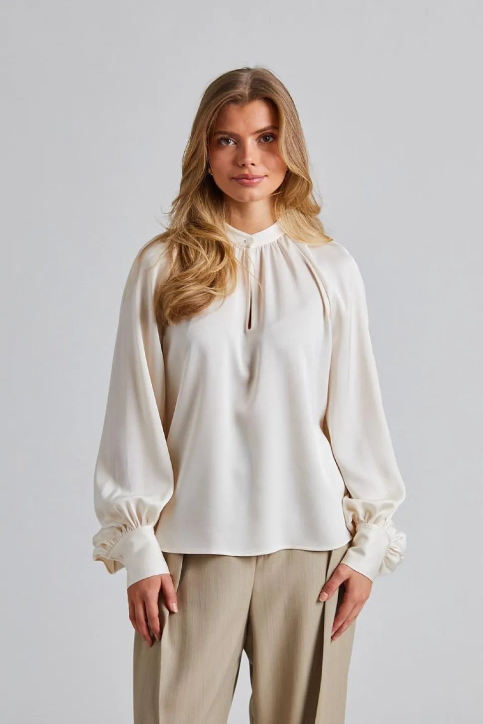 Stand Collar Blouse Cream