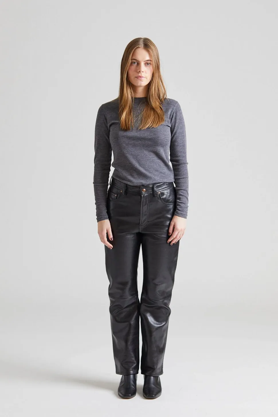 Straight Leather Pant FN-WN-TROU000654 Black