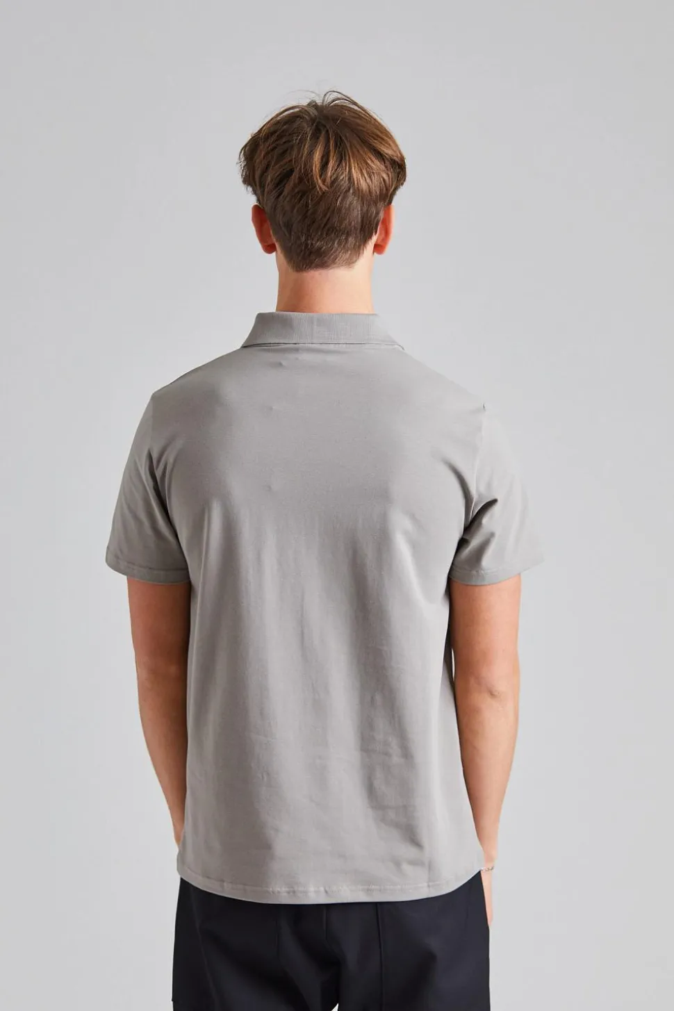 Stretch Cotton Polo T-Shirt Dove Grey