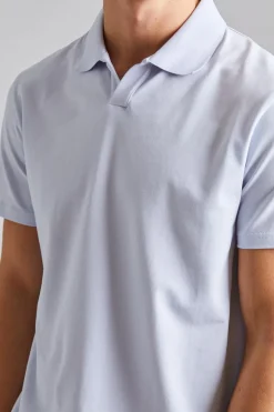 Stretch Cotton Polo T-Shirt Ice Blue