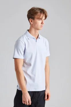 Stretch Cotton Polo T-Shirt Ice Blue